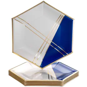 Silver Spoons 816696017686 Hexagon Design Disposable Paper Plates 18 Pc Heavy Duty 10 Inc