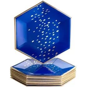 Silver Spoons 816696017693 Hexagon Design Disposable Paper Plates 18 Pc Heavy Duty 7 Inch