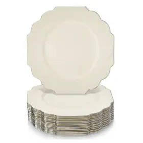 Silver Spoons 816696018591 Fancy Plastic Plates For Party With Scalloped Rim 10 Pc Disposable Heavy-d