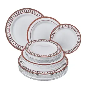 Silver Spoons 816696019130 Red Holiday Plastic Plate Set Includes 20 Dinner Plates 10.25 Inch Side Pl