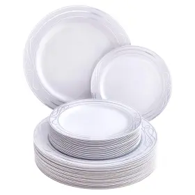 Silver Spoons 816696019451 Fancy Plastic Plates For Party 20 Dinner 10.25 Inch And Dessert 7