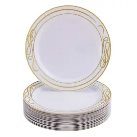 Silver Spoons 816696019468 Fancy Plastic Plates For Party 20 Dinner 10.25 Inch Heavy Duty Disposabl