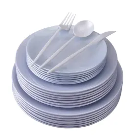 Silver Spoons 816696019673 Party Disposable Dinnerware Set Opulence Collection 20 Servings White