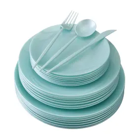 Silver Spoons 816696019680 Party Disposable Dinnerware Set Opulence Collection 20 Servings Mint