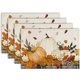 Simpeak 40cd02-3045gej Thanksgiving Placemats 12x18 Inch Pumpkins Fall Large Orange
