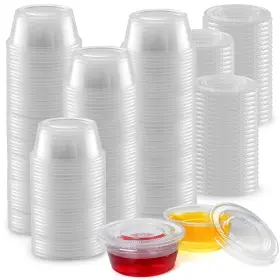 Simple Craft 195702001780 3.25 Ounce 100 Cups Clear Halloween Jello Shot With Lids -