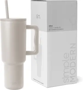 Simple Modern 191719209683 40 Oz Trek Tumbler With Handle And Ounces -almond Birch