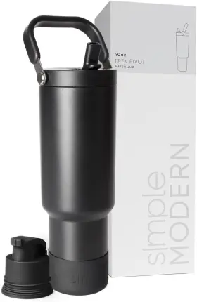 Trpv-sch-b-40-mb Simple Modern Trek Pivot 40oz Flip Straw 40 Ounces - Midnight Black