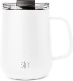 Vym-sk-12-ww Simple Modern Travel Coffee Mug With Lid And Handle 12oz -winter White