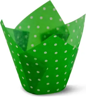T15-polka-green Simplegood Polka Dot Green Tulip Baking Cups Cupcake Liners Muffin Medium