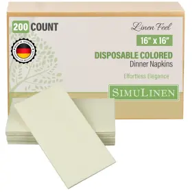 7104050 Simulinen Champagne Linen Feel Disposable Dinner Napkins - 50