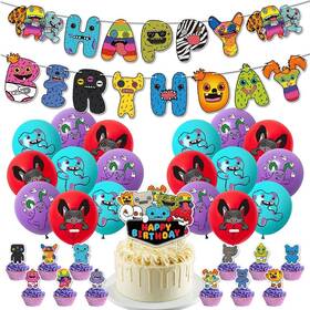 Sinrier Pd2023fes Tooth Monster Birthday Party Decorations Set Cute Cartoon Fun Supplies Banne
