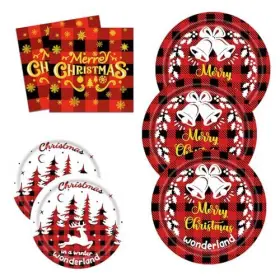 Sdld-25-pdtz Sjjpdyy Christmas Paper Plates And Napkins Set Disposable Party Serves 25