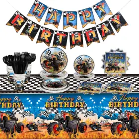 Skybooly-t46-5jm833sv Skybooly 171 Pcs Monster Truck Party Supplies Serves For 24 Guests Tr