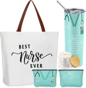 Yun-skylety-0555 Skylety 4 Pcs Nurse Gift For Women 20oz Tumbler Tote Bag Makeup 20 Oz Green
