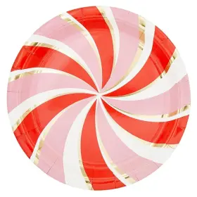 Slant Collections 195002225824 12-count Christmas Disposable Paper Plates Dinner Size-9-inch Peppermint