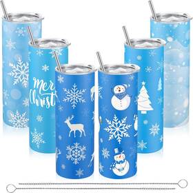 Sliner Bio-sliner-926 6 Pcs Christmas Skinny Tumblers 20 Ounces Red Green White Silver
