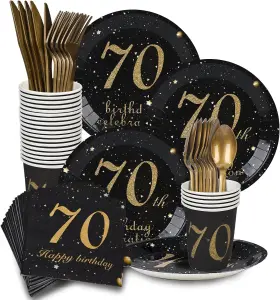 Sllyfo 313110859896 70th Birthday Decorations Men Women Party Supplies Napkins Cups Plates Knife