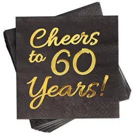 Sllyfo 919305613461 60th Birthday Decorations Men Women Party Supplies Cocktail Napkins Disposabl
