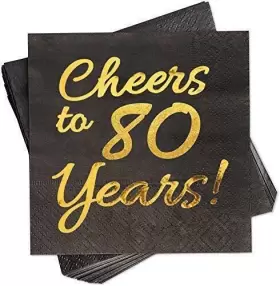 Sllyfo 919305613485 80th Birthday Decorations For Men Women Party Supplies Cocktail Napkins Black