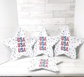Smart Living 041520203632 Patriotic Star Shaped Plastic Plates 4th Of July Themed Usa 4 Total New