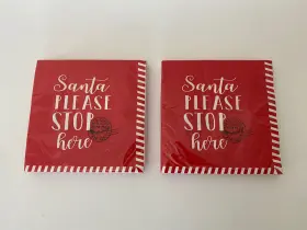 Smartliving 041520172204 Santa Please Stop Here Lunch Napkins Lot Of 2 Package 16 Ea. 12.8 Inch X 12.7 Ply