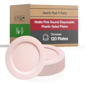 Smarty Had A Party 710859381921 Disposable Plastic Plates Heavy Duty Matte Round Design Dinnerware 120 Pcs