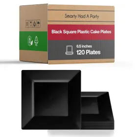 Smarty Had A Party 753182808468 Elegant Disposable Plastic Dessert Plates 120 Pcs - Heavy Duty Fancy Square B