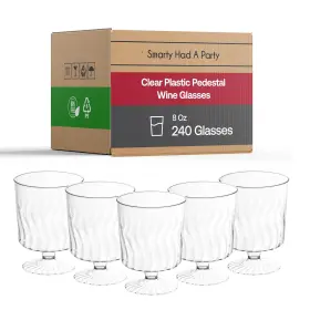 Cs6956 Smarty Had A Party Plastic 240 Cups Clear 8 Oz Wine Glasses Perfect For Outdoor Parties