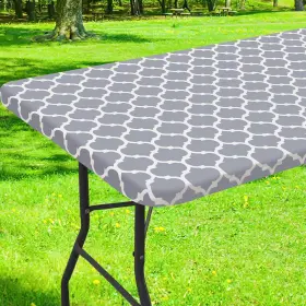 Puzb08 Smiry Rectangle Picnic Table Cover Waterproof Elastic Fitted 30 Inch X 72 Grey