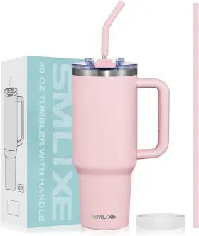 40kfb Smlixe 40 Oz Tumbler With Handle And Straw Lid Insulated Reusable 40oz Pink
