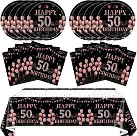 Snimics 726084185456 41pcs 50th Birthday Decorations Vintage Party Tableware Set P