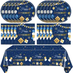 Snimics 767552573160 41pcs Retirement Decorations For Women Men Blue Gold Happy Party S