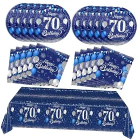 Snimics 767552573634 Blue 70th Birthday Decorations For Men Navy Silver Happy 70 Years Old