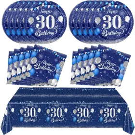 Snimics 767552573672 Blue 30th Birthday Decorations For Men Navy Silver Happy T