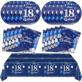 Snimics 767552573696 Blue 18th Birthday Decorations For Boys Girls Navy Silver Happy Bir