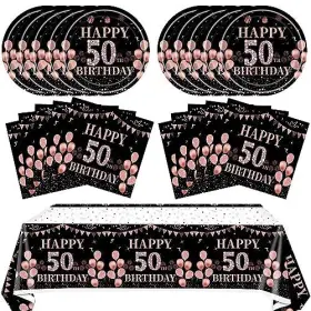 Snimics 768510192058 41pcs 50th Birthday Decorations Vintage Party Tableware Set Birthda