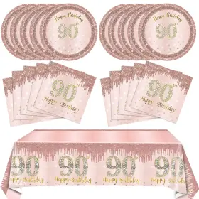 Snimics 768510192560 41pcs Women 90th Birthday Party Decorations Supplies Rose Gold Ninety Year Ol