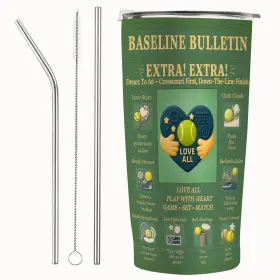 Strawthree-pieceset-48 Snuglyzen 822316876366 Tennis Gifts Tumbler 20oz With Lid Vacuum Insulated 20 Ounces