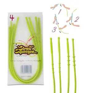Softy Straws 851587008596 Straw Squeegee Cleaning Tool 4 Pack - 2 Small Wide Bpa Dishwasher Safe
