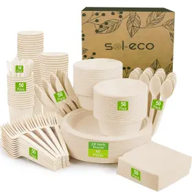 Sol-eco 860007889813 Compostable Paper Plates 400 Pcs Heavy-duty Part