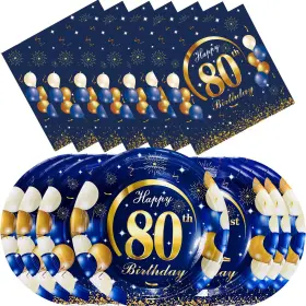 Wkjts032501000108 Solacehaven 40 Pcs Of 80th Birthday Party Supplies Suitable For 20 Guests To Cheer.