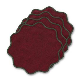 Solino Home Sh0gse0rpm04fgrg Linen Placemats Set Of 16 Inch Round 11 Forest Green And Red Garnet