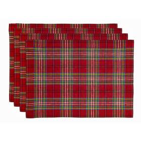Solino Home Sh101ex140pm04rd Placemats Set Of 4-100% Pure 14 Inch X 19 4 Red Plaid
