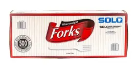Solo 016027617572 Plastic Forks White 500 Ct Tej