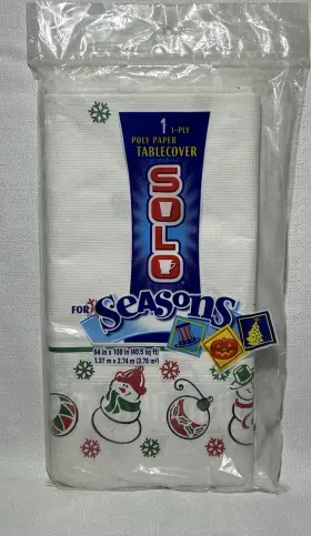 X108 Solo 070218250108 Vintage For Seasons Poly Paper Tablecover 54 Inch Santa Snowflakes