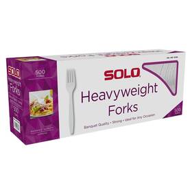 Solo Hwpfl500 Heavyweight Plastic Forks White 500 Count Party Tableware
