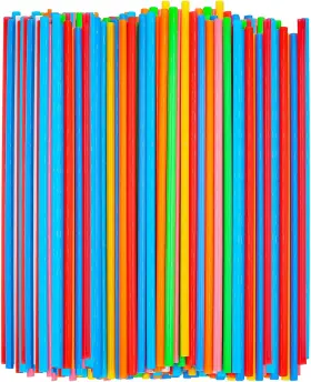 Songnass 705354001856 100 Pcs 10.3inch Disposable Plastic Drinking Straws Extra Long Flexible