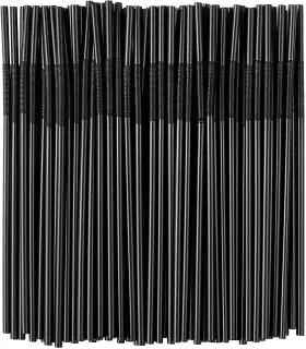 Songnass 733998833465 100pcs Black Flexible Plastic Strawsblack Disposable Bendy Party Fancy Straw