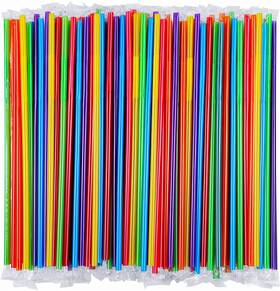 Songnass 733998833519 Individually Wrapped 100 Pcs Colorful Flexible Plastic Straw Dispo
